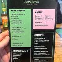 Drink menu at Veganoven in Erlangen