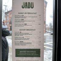 Breakfast menu, Feb 2025  at Jadu in Boston