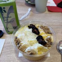 Ordered the exotic smoothie bowl with celery juice. Really delicious and filling! Clearly marked vegan.  at Kool Smoothie Gueliz Marrakech  in Marrakech