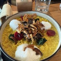 Risotto au safran poëlée forestière  at Espace Weisshorn in Zinal