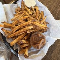 Masala fries with garlic sauce and tamarind sauce   at ABQ - Rush of Prana - Past Security in Albuquerque