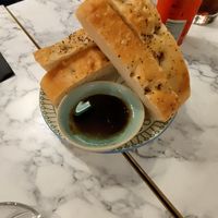 Focaccia with olive oil and balsamic vinegar at Franks in Dundee