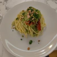 Pasta with pea pesto at Franks in Dundee