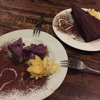 chocolate cake + no bake berry cheesecake at El Haso in Freiburg