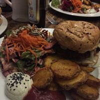 Veggie Burger Fries and Salad  at El Haso in Freiburg