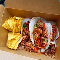 Beef & Chicken Tacos (clumsily dropped by me before the picture). at Bel's Vegan Bakes - Pop-Up in Bangor