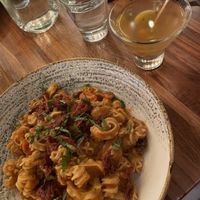 Mediterranean vegan sourdough pasta  at Von's 1000 Spirits in Woodinville