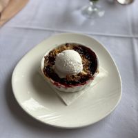 Cherry-Almond Crumble with vegan vanilla ice cream  at Gertrude's at the BMA in Baltimore