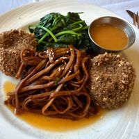 vegan, zucchini "crab cakes" at Gertrude's at the BMA in Baltimore
