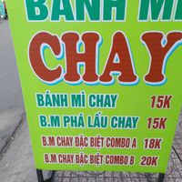 Prices at Bánh mì Chay An Thích (Ngô Quyền) in Ho Chi Minh City