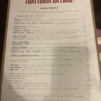 Menu  at Trattoria da Crak  in Padua