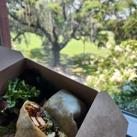 Tofu BBQ wrap to go. at The Sentient Bean in Savannah