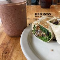 Fruit Smoothie & Vegan Breakfast Burrito   at The Sentient Bean in Savannah