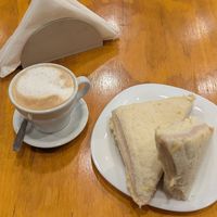 Cafe con leche y tostadas de jamón y queso at RELICIOSO in Buenos Aires