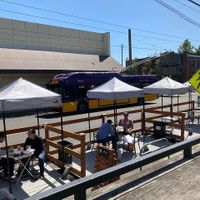 Sidewalk eating  at Ada's Technical Books and Cafe in Seattle