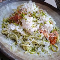 Courgette Pistachio spaghetti at Kin Restaurant in London