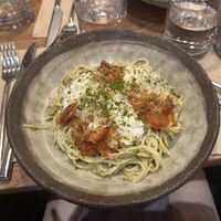 Portions getting bigger! Pistachio pasta   at Kin Restaurant in London