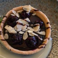 Dark chocolate tart at Kin Restaurant in London