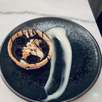 Cherry chocolate tart  at Kin Restaurant in London