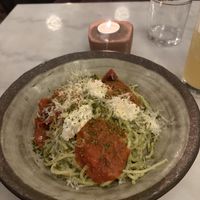 Pistacio & corgette pasta  at Kin Restaurant in London