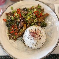Oyster mushrooms with broccoli   at Kin Restaurant in London