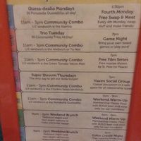 Some daily specials and events at Community Cafe in St Petersburg
