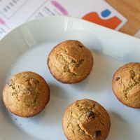 Vegan and gluten-free chocolate chip banana muffins, with no artificial flavors or refined sugars.  at Curiosa | Cafe & Juice Bar in Mexico City