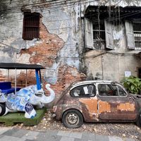 Exterior of the shop- the famous fiat car   at 32Bar X in Bangkok
