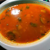 Super rich minestrone, made vegan by omitting the grated parmesan. at Giuseppe in Boracay