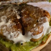 Inside the hash and avo bagel at The Bagel Project in Nottingham