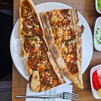 Kıymalı peynirli pide at Vegan Masa - Kadikoy in Istanbul