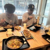 A table of happy (& FULL) family members!  at REDWHITE BONELESS RAMEN Downtown Los Angeles in Los Angeles