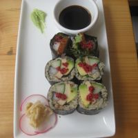 Quinoa, smoked tofu and avocado sushi at Wildebeest in Falmouth