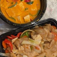 drunken noodles and panang curry  at Thai Belly in Anaheim