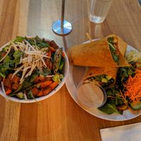 Tempe bowl & Indian Wrap at Higher Taste Plant Based in Long Beach