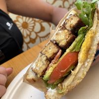 BLT with vegan fried egg! 👍🏽👍🏽 THE EGG is what MADE the sandwich btw... do yourself a favor and + egg!  😉 at Higher Taste Plant Based in Long Beach