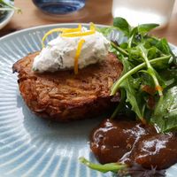 Kumara patty at Kaiaroha Vegan Deli and Eatery in Auckland