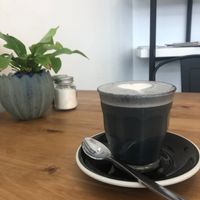 Charcoal date maca latte at Kaiaroha Vegan Deli and Eatery in Auckland