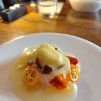Rhubarb pannacotta with kumquat ice at Restaurant 22  in Bennekom