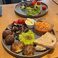 Veggie brekkie and avocado on toast  at Lu-Ma Cafe in South West London