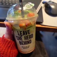 Iced oat strawberry matcha latte at Black Sheep Coffee Dundee  in Dundee