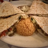 Vegan veggie quesadillas with rice and beans   at La Cantina in Chicago