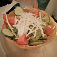 nacho salad with vegan cheese (very dry) at La Cantina in Chicago