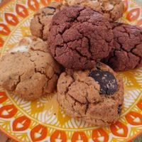 Chocolate chip, white chocolate and brownie cookies at Bona Traça in Ripoll