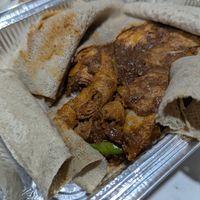 Injera with a spicy salsa at Milen Restaurant in Dubai