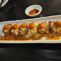 Crunchy dynamite (they blow torch it in front of you!) at Rice in Los Angeles