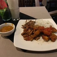 Vegan buffet including pumpkin soup.  at Veggie Table in Ubud