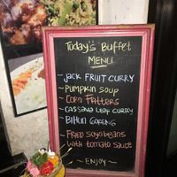 Vegan buffet menu board.  at Veggie Table in Ubud