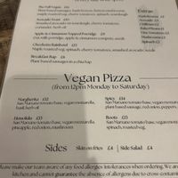 Vegan menu.  at Checketts of Ombersley in Droitwich
