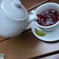 A pot of hibiscus tea  at Las Adelitas in Prague